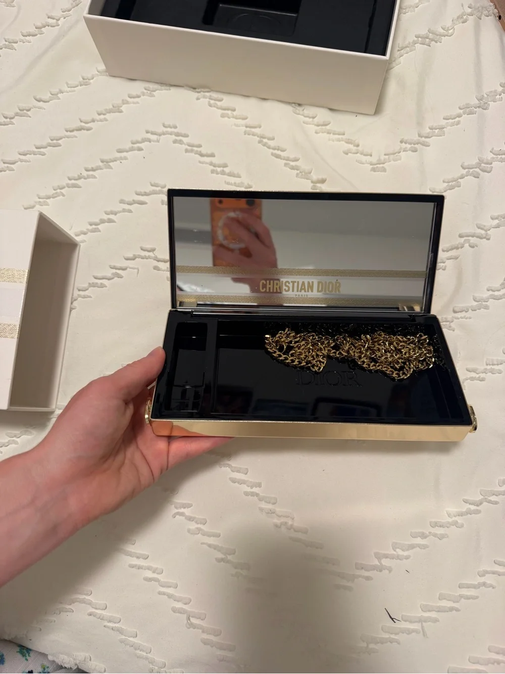 Dior Metallic Gold Clutch Wallet with CD Logo